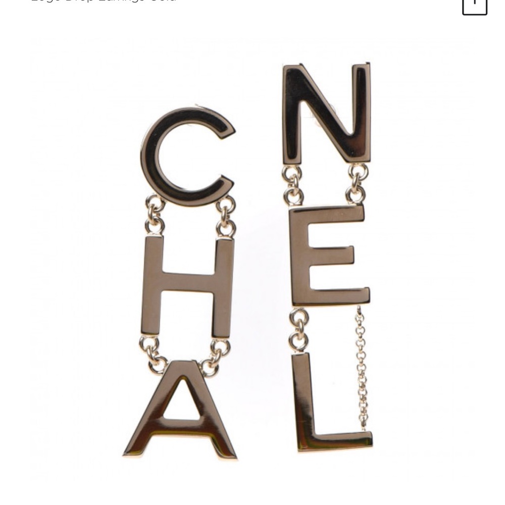 CHANEL Gold Letter Drop Earrings